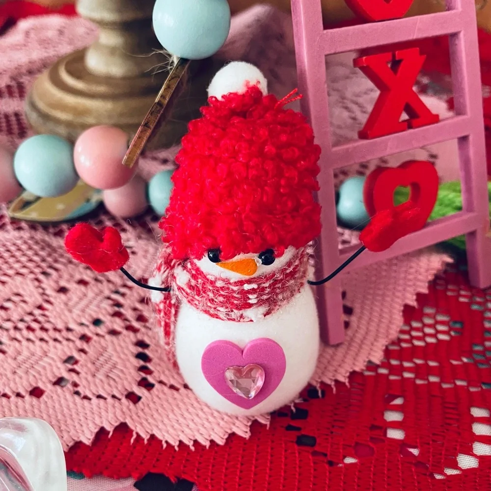 Red and White Snowman Figurine
